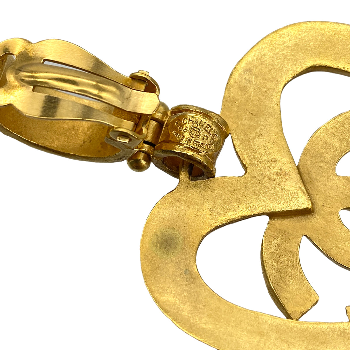 CHANEL VINTAGE EARRINGS HEART COCOMARK ACCESSORY 95P 90294997