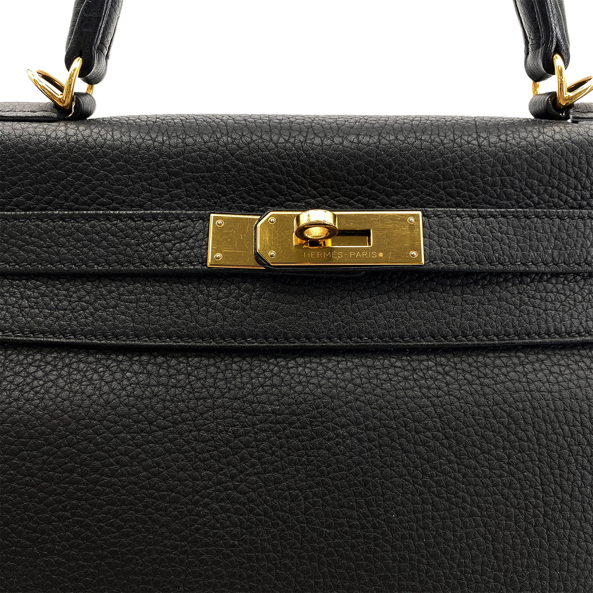 HERMES KELLY 28 RETOURNE BLACK TOGO HAND SHOULDER BAG T GHW 90295280