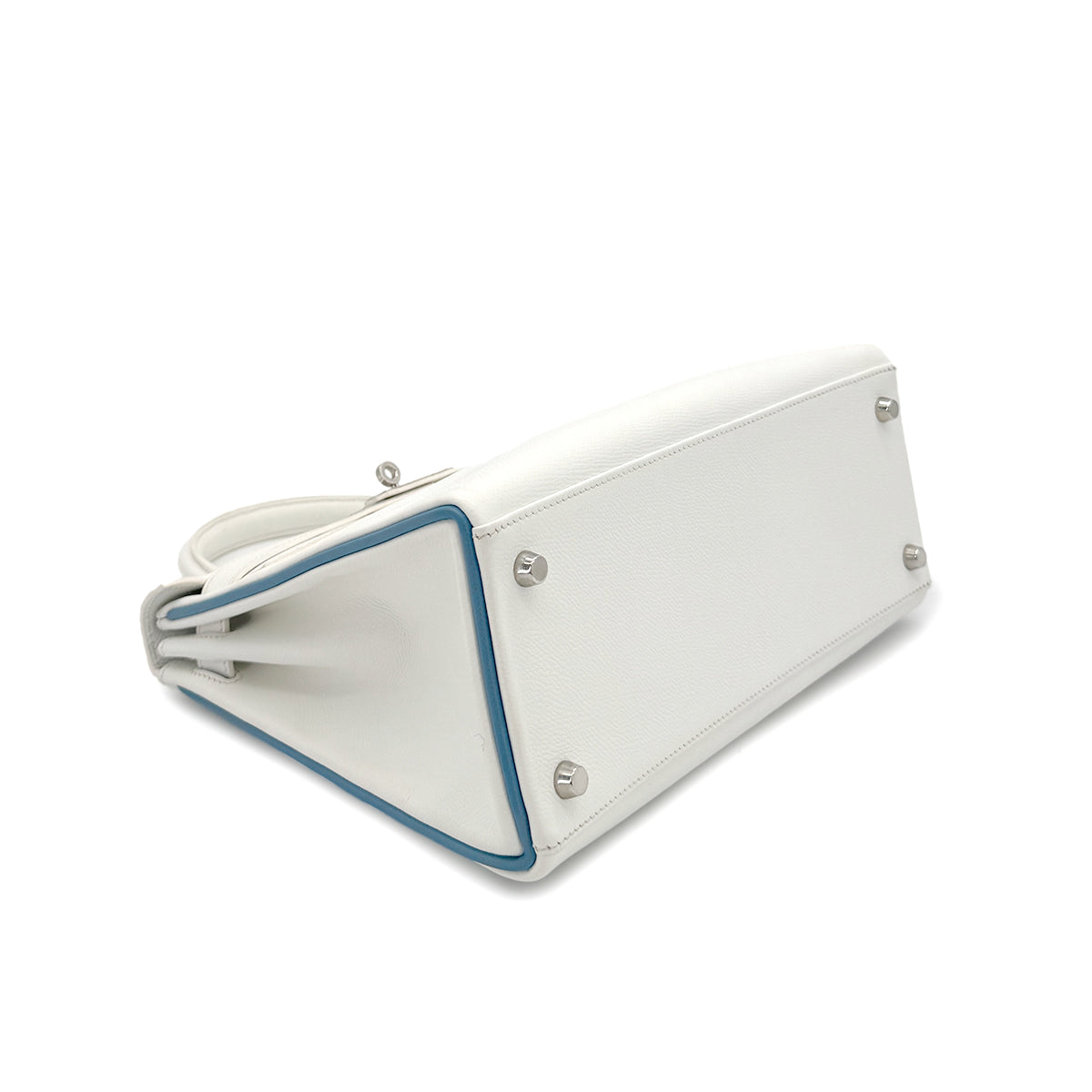 HERMES KELLY 28 RETOURNE WHITE BLEU JEAN VEAU EPSOM HAND SHOULDER BAG □I SHW 90295747 - PURPOSE