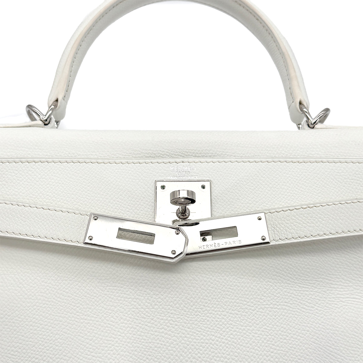 HERMES KELLY 28 RETOURNE WHITE BLEU JEAN VEAU EPSOM HAND SHOULDER BAG □I SHW 90295747 - PURPOSE