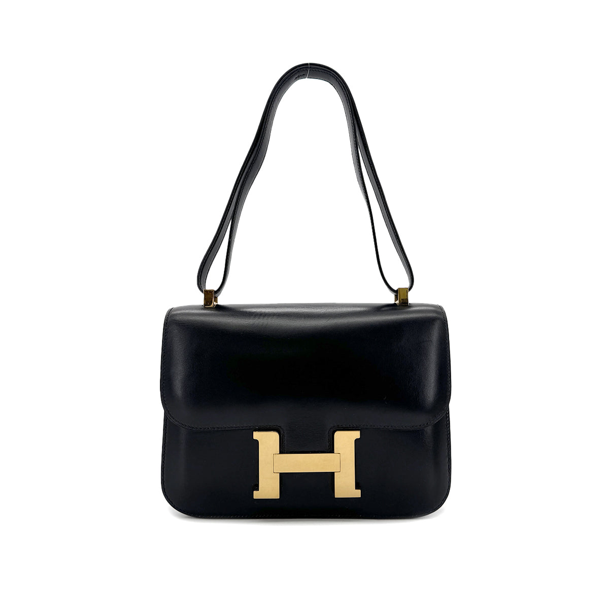 HERMES CONSTANCE 23 BLACK BOXCALF SHOULDER BAG 〇U GHW 90296452