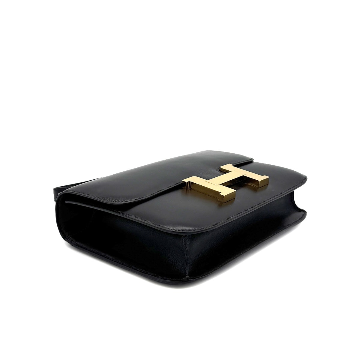 HERMES CONSTANCE 23 BLACK BOXCALF SHOULDER BAG 〇U GHW 90296452