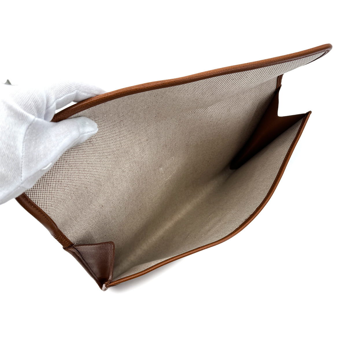 HERMES JIGE GM GOLD COUCHEVEL CLUTCH BAG V 90296454