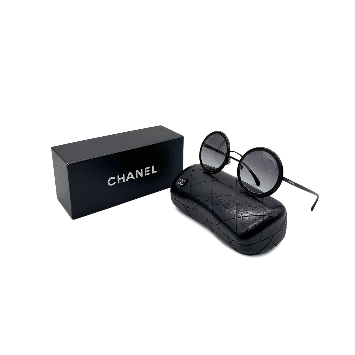 CHANEL SUNGLASSES LOGO ROUND BLACK EYEWEAR 90296571