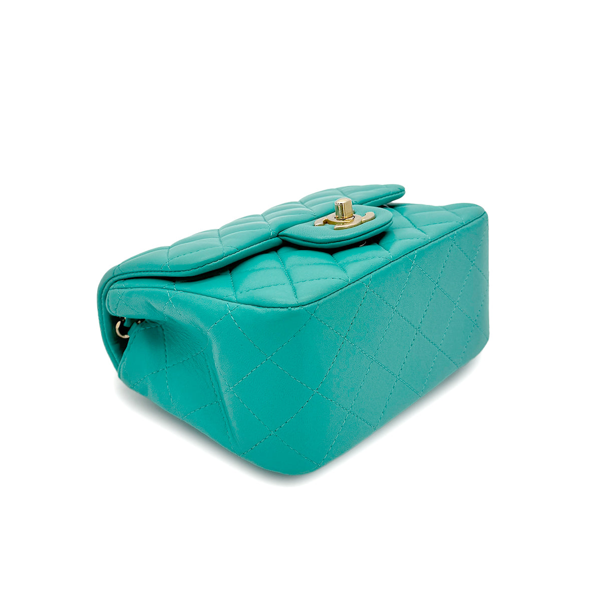 CHANEL MINI MATELASSE 20 CHAIN SHOULDER BAG MINT GREEN LAMB SKIN 90298167