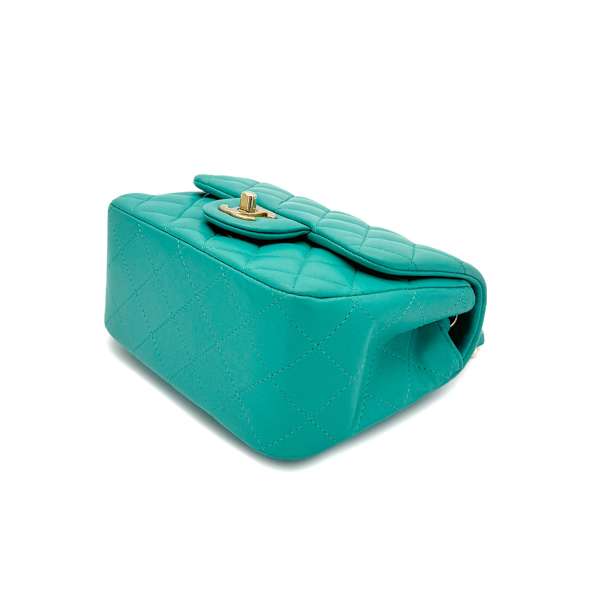 CHANEL MINI MATELASSE 20 CHAIN SHOULDER BAG MINT GREEN LAMB SKIN 90298167