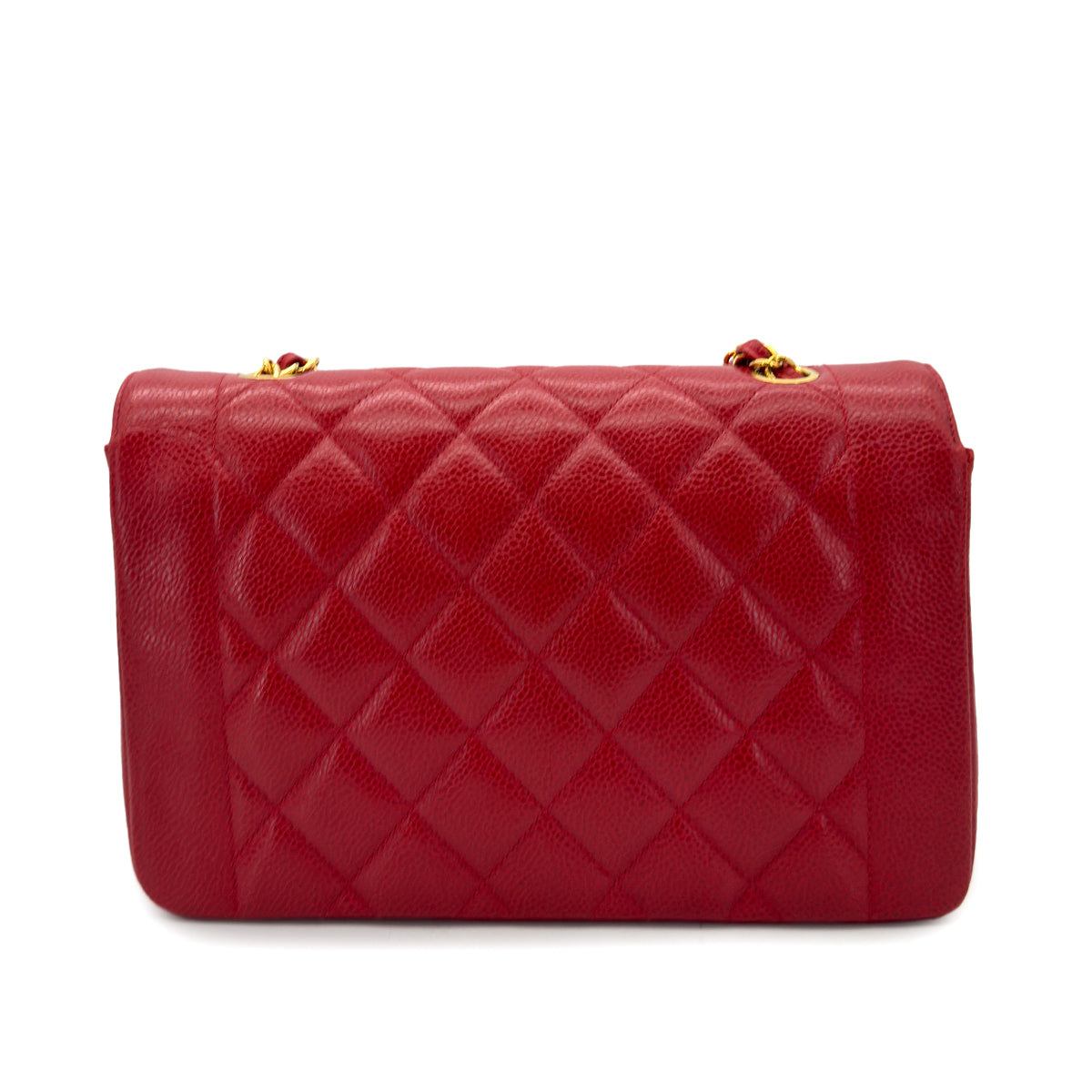 CHANEL VINTAGE DIANA MEDIUM CHAIN SHOULDER BAG RED CAVIAR SKIN 90298170