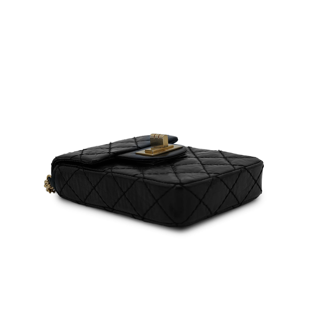 CHANEL VINTAGE MATELASSE CHAIN SHOULDER BAG BLACK LEATHER 90298437