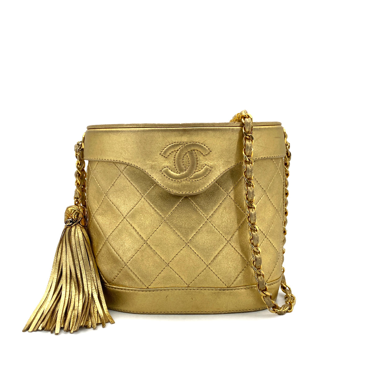 CHANEL VINTAGE FRINGE SHOULDER BAG GOLD LAMB SKIN 90298836 - PURPOSE