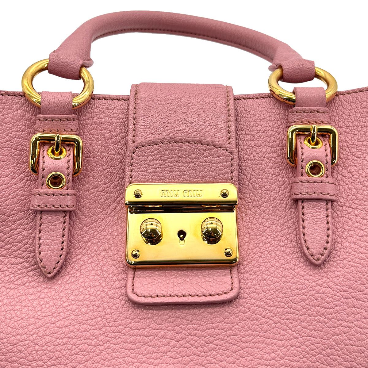 MIUMIU MADRAS HAND SHOULDER BAG PINK LEATHER 90299063