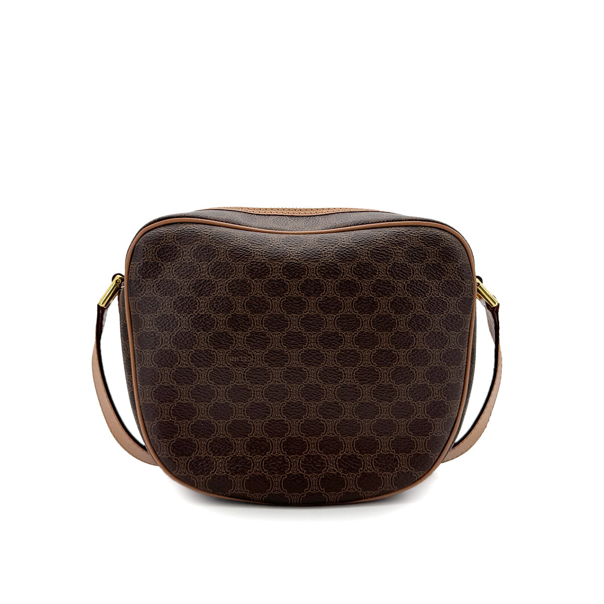 CELINE VINTAGE MACADAM SHOULDER BAG BROWN PVC LEATHER 90299088