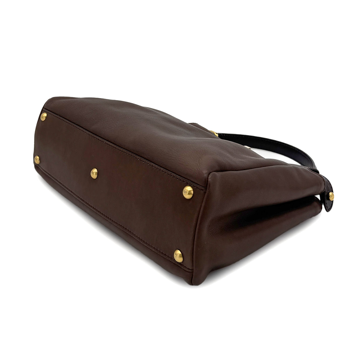 FENDI PEEKABOO REGULAR HAND SHOULDER BAG LEATHER BROWN 8BN226 90299152