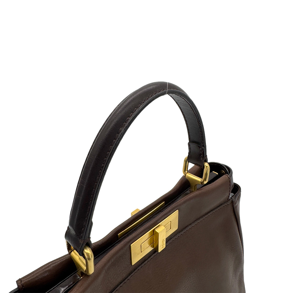 FENDI PEEKABOO REGULAR HAND SHOULDER BAG LEATHER BROWN 8BN226 90299152