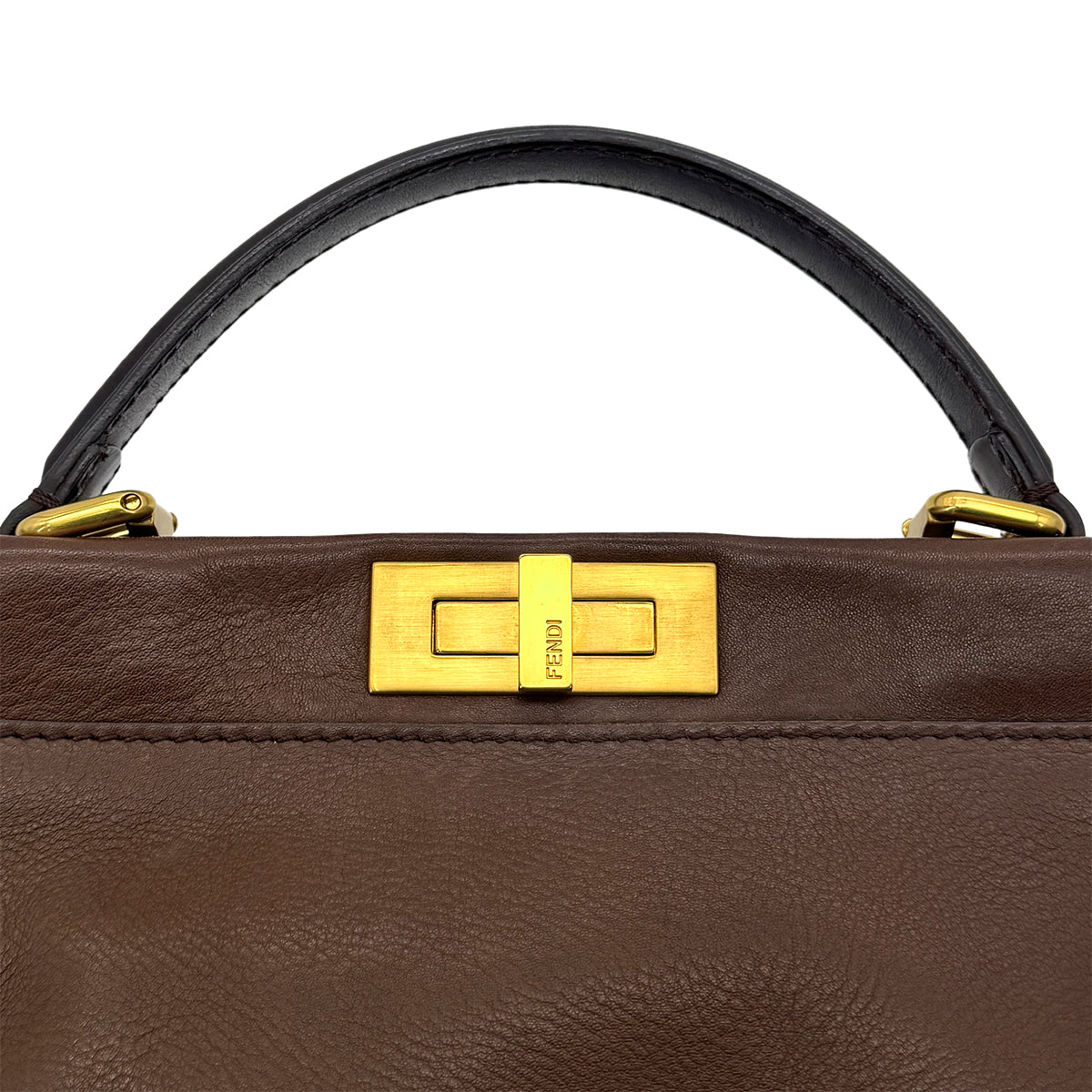 FENDI PEEKABOO REGULAR HAND SHOULDER BAG LEATHER BROWN 8BN226 90299152