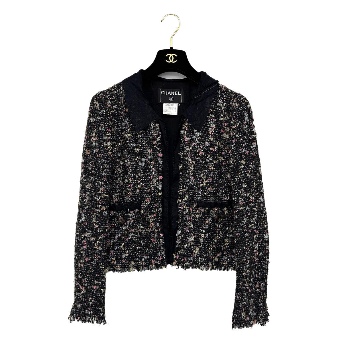CHANEL COCO BUTTON TWEED JACKET BLACK WOOL 38 04A RTW 90299336 - PURPOSE