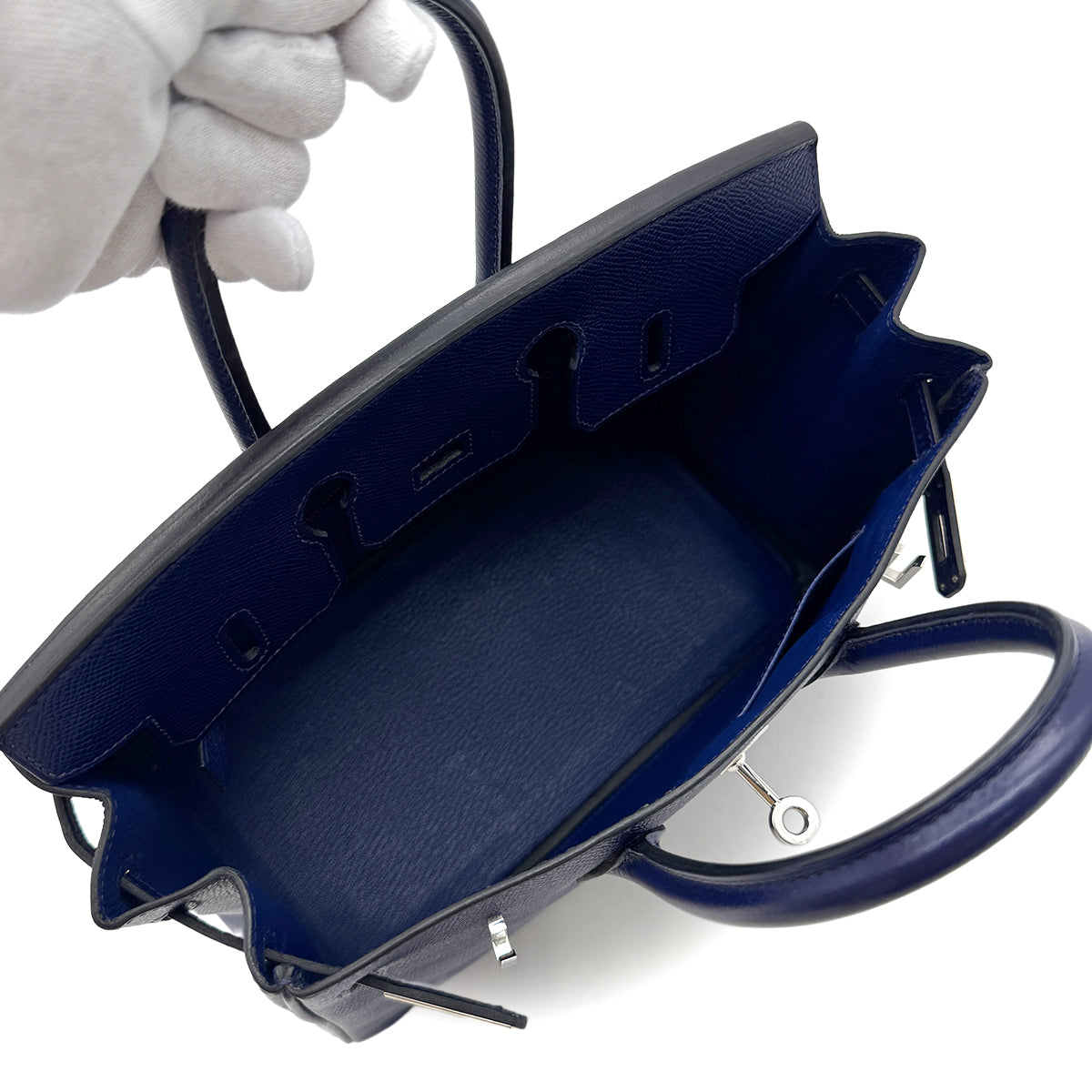 HERMES BIRKIN 25 BLUE SAPHIR EPSOM HAND BAG □Q SHW 90299355