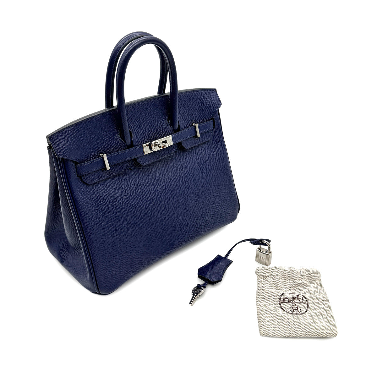 HERMES BIRKIN 25 BLUE SAPHIR EPSOM HAND BAG □Q SHW 90299355