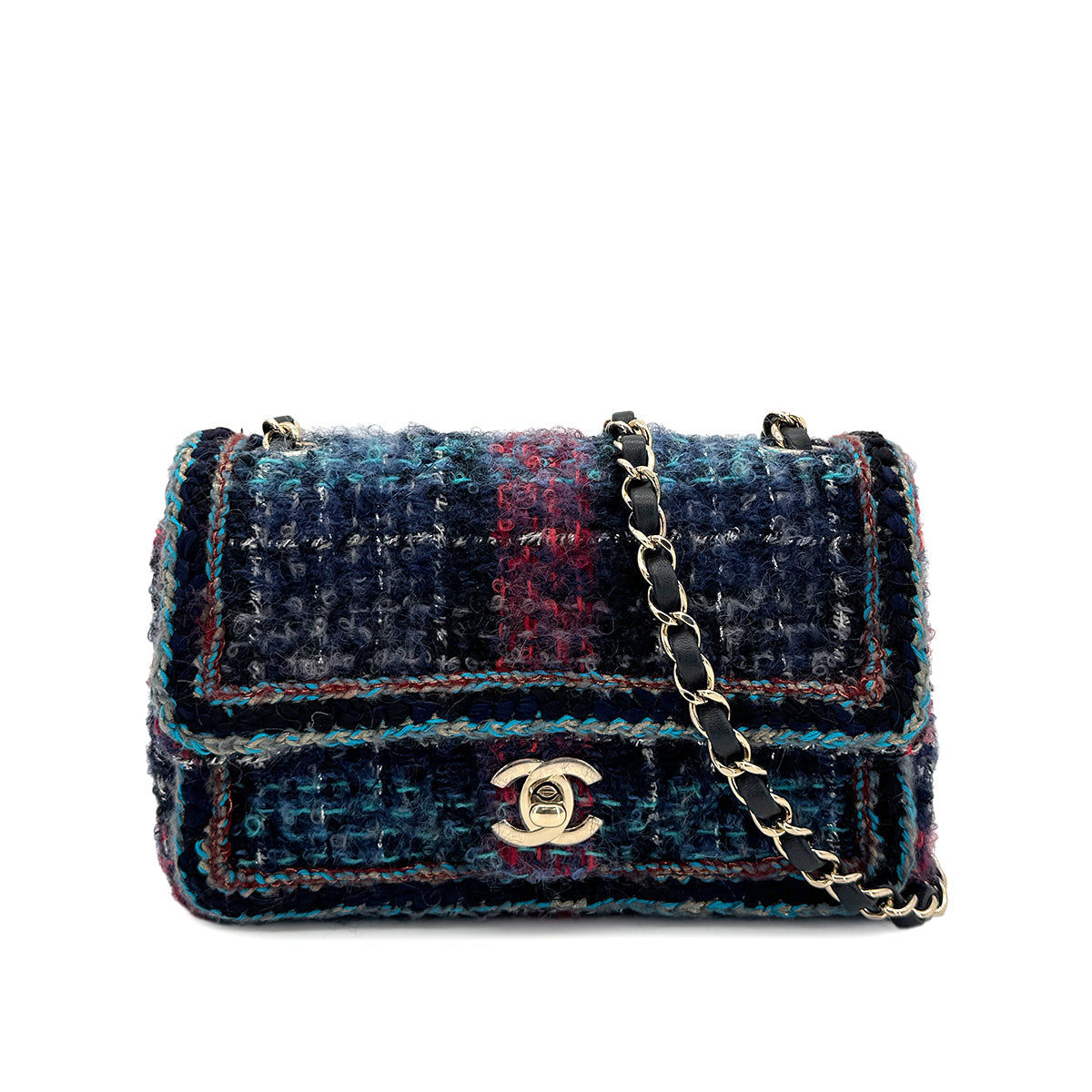 CHANEL CHAIN SHOULDER BAG MULTICOLOR TWEED 90299534