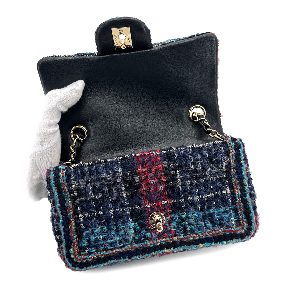 CHANEL CHAIN SHOULDER BAG MULTICOLOR TWEED 90299534