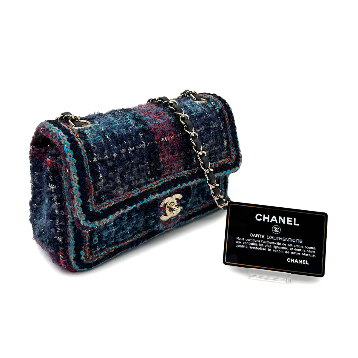 CHANEL CHAIN SHOULDER BAG MULTICOLOR TWEED 90299534