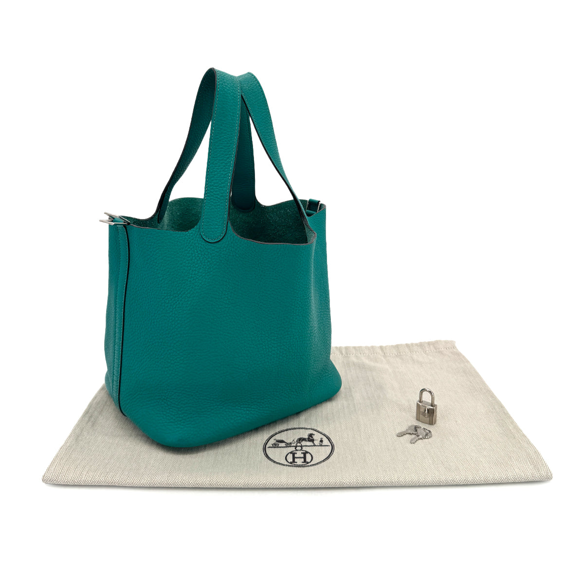 HERMES PICOTIN LOCK MM BLUE PAON TAURILLON CLEMENCE HAND BAG X SHW 90299818