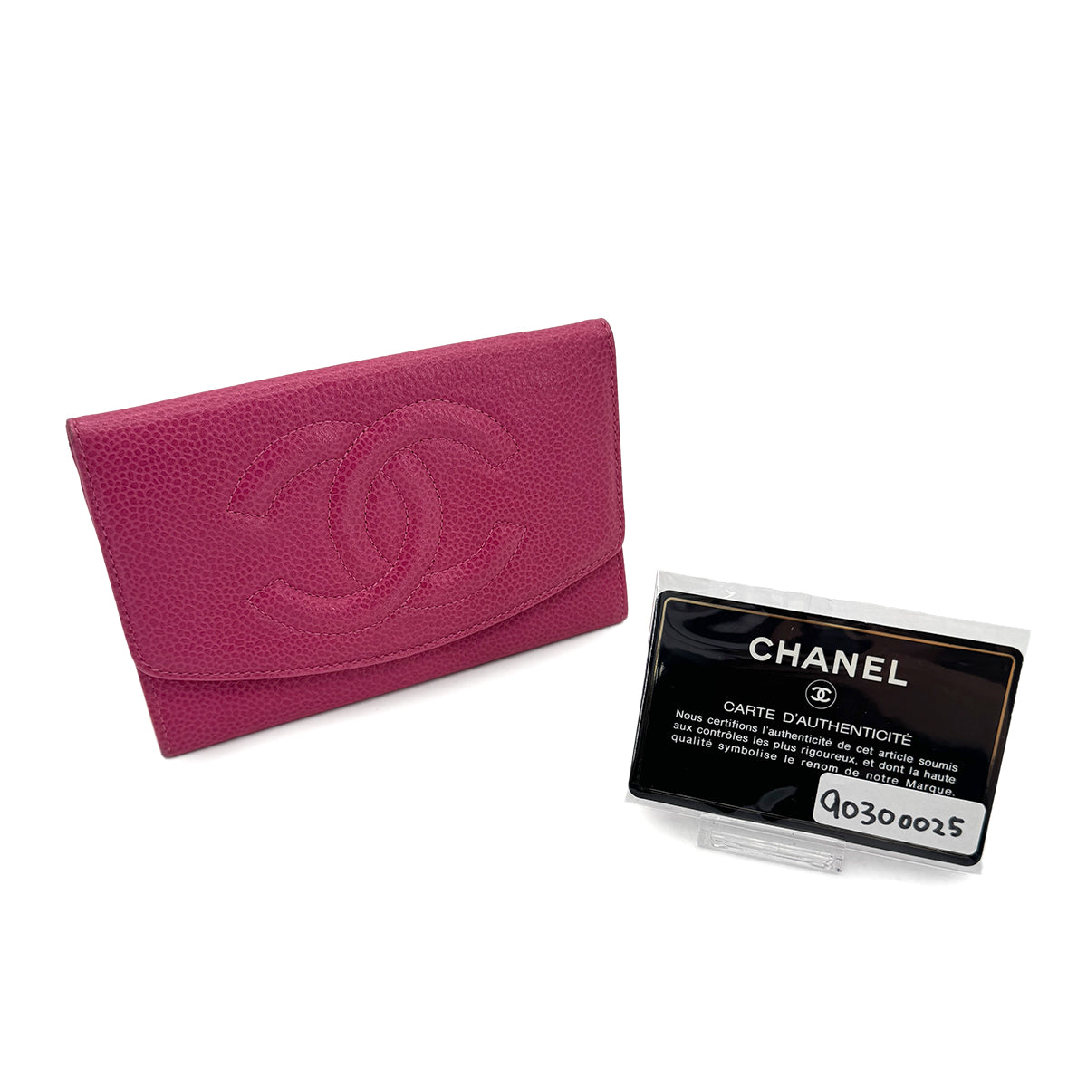CHANEL BIFOLD COMPACT WALLET PINK CAVIAR SKIN 90300025 - PURPOSE