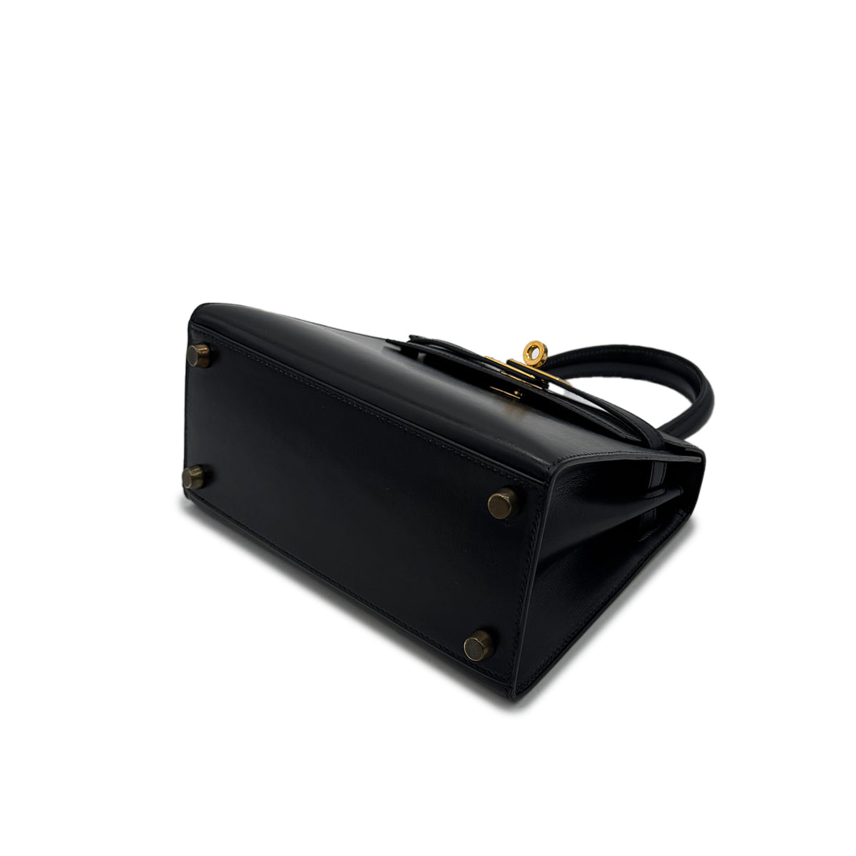 HERMES MINI KELLY 20 BLACK BOXCALF HAND SHOULDER BAG 〇V GHW 90302331