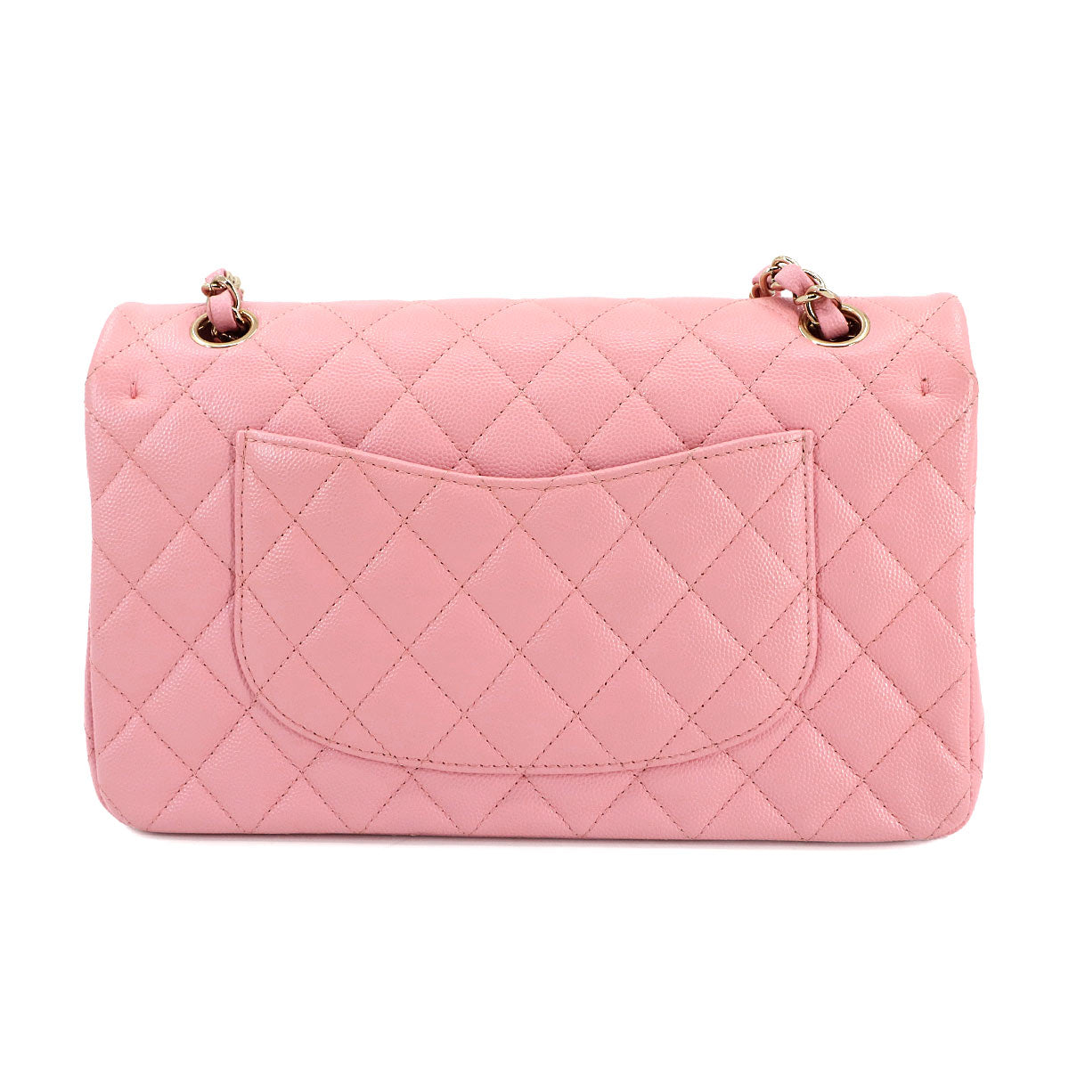 CHANEL Matelasse 25 Chain Shoulder Bag in Pink Caviar Leather (A01112) with Gold Hardware and Coco Mark. Product Code: 90300332.
