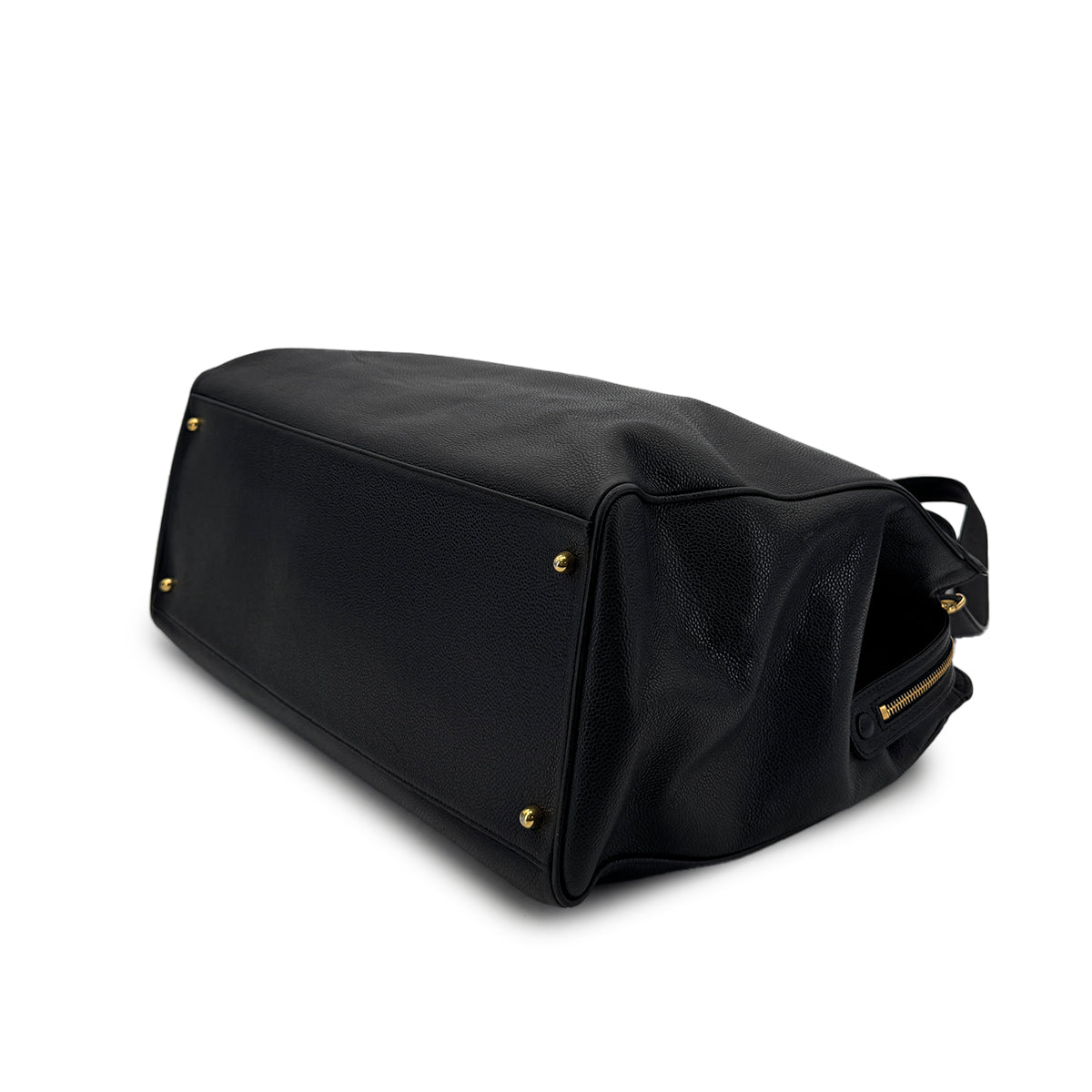 CHANEL VINTAGE SUPER MODEL BIG COCO CHAIN TOTE BAG BLACK CAVIAR SKIN 90301739