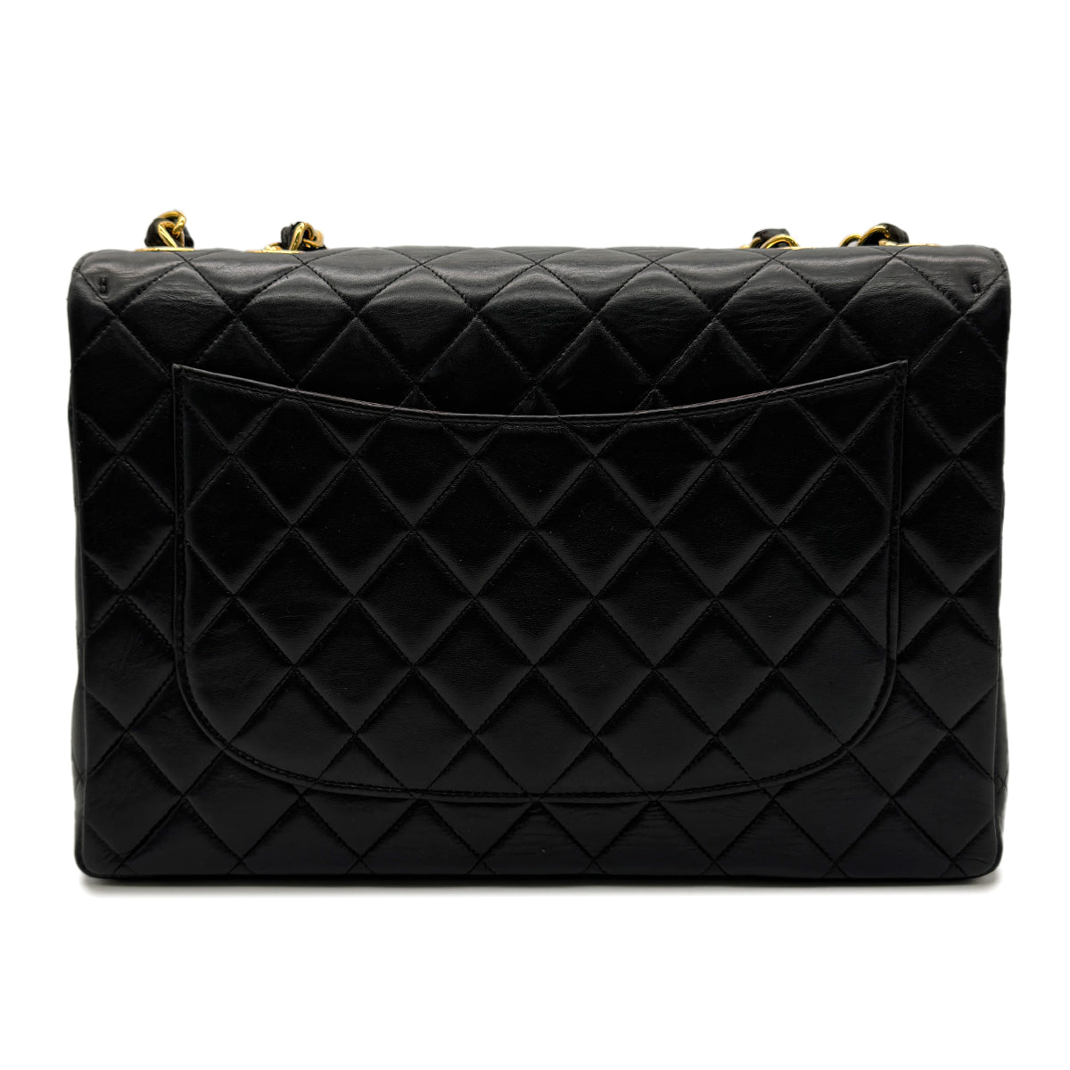CHANEL VINTAGE JUMBO MATELASSE 30 CHAIN SHOULDER BAG BLACK LAMB SKIN 90302177