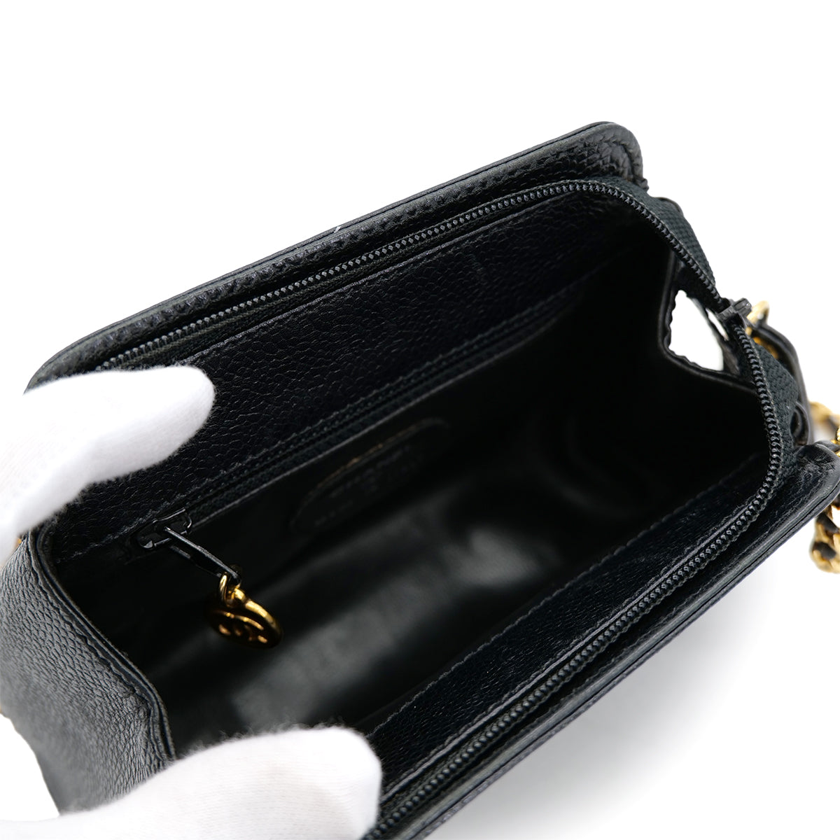 CHANEL VINTAGE COCOMARK CHAIN SHOULDER BAG BLACK CAVIAR SKIN 90302181