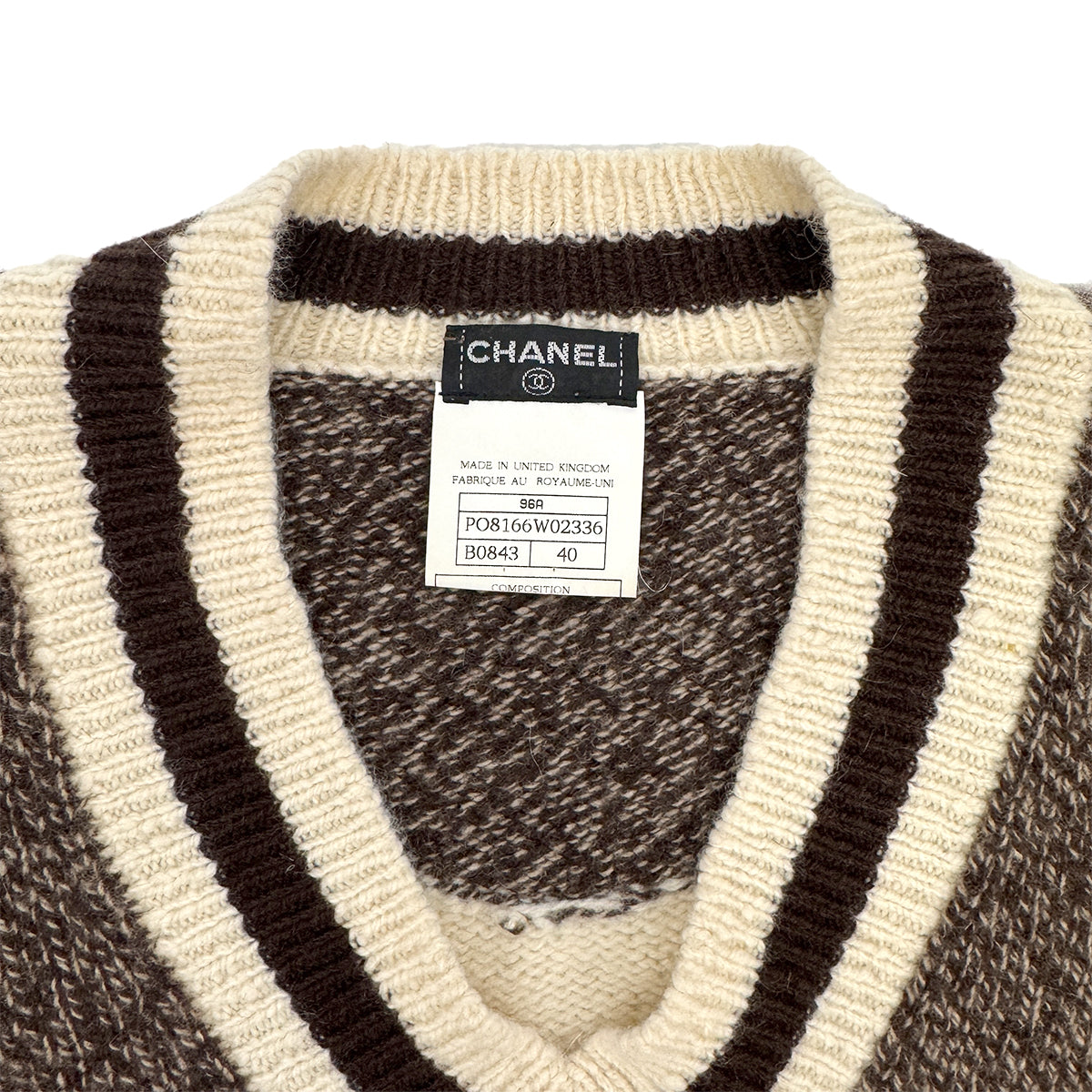 CHANEL VINTAGE COCOMARK KNIT TOPS BROWN CACHEMIRE 40 96A RTW 90302195