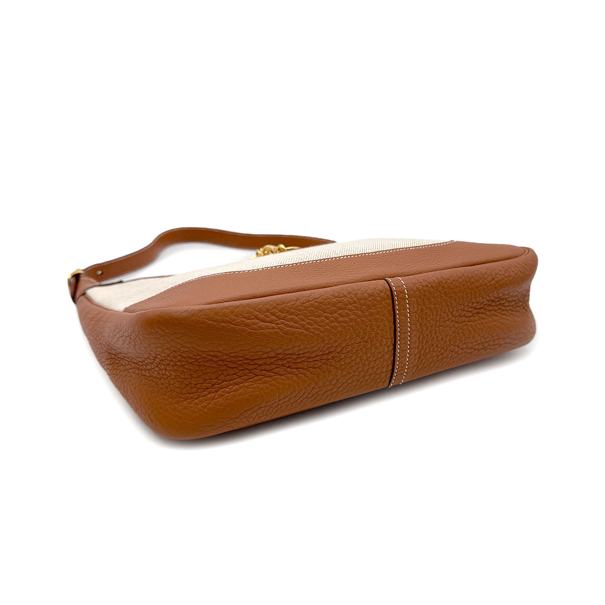 HERMES TRIM 31 FAUVE TOGO TOILE H SHOULDER BAG □F GHW 90302332