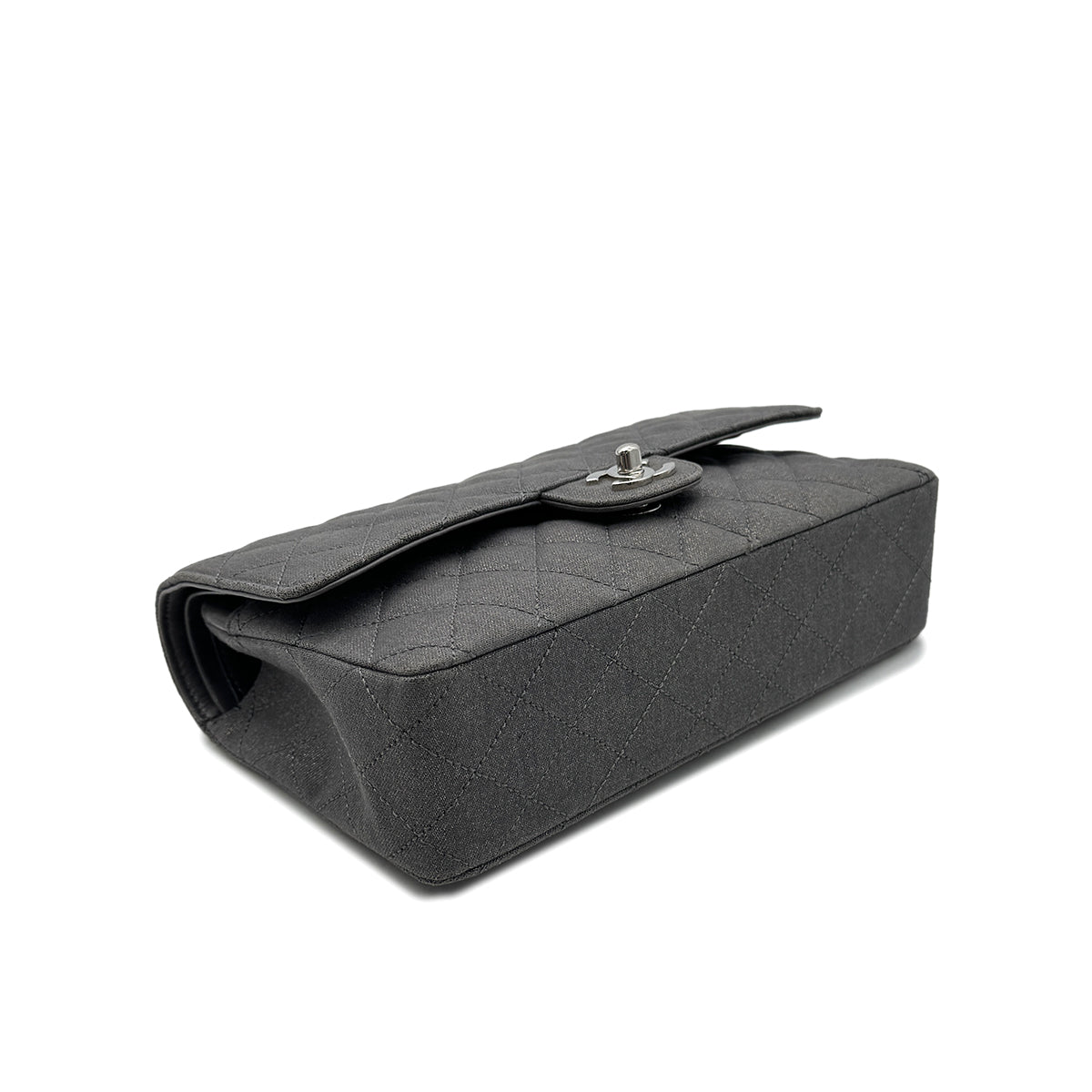 CHANEL VINTAGE CLASSIC FLAP MEDIUM CHAIN SHOULDER BAG GRAY CANVAS 90302647