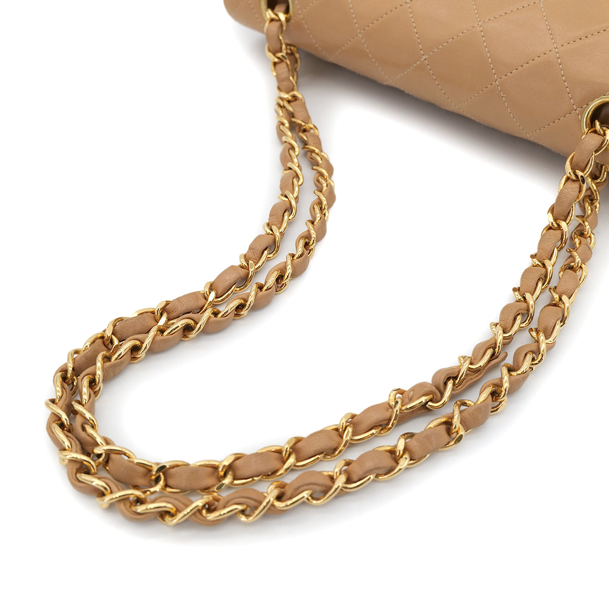 CHANEL VINTAGE CLASSIC FLAP SMALL CHAIN SHOULDER BAG CAMEL LAMB SKIN 90302649