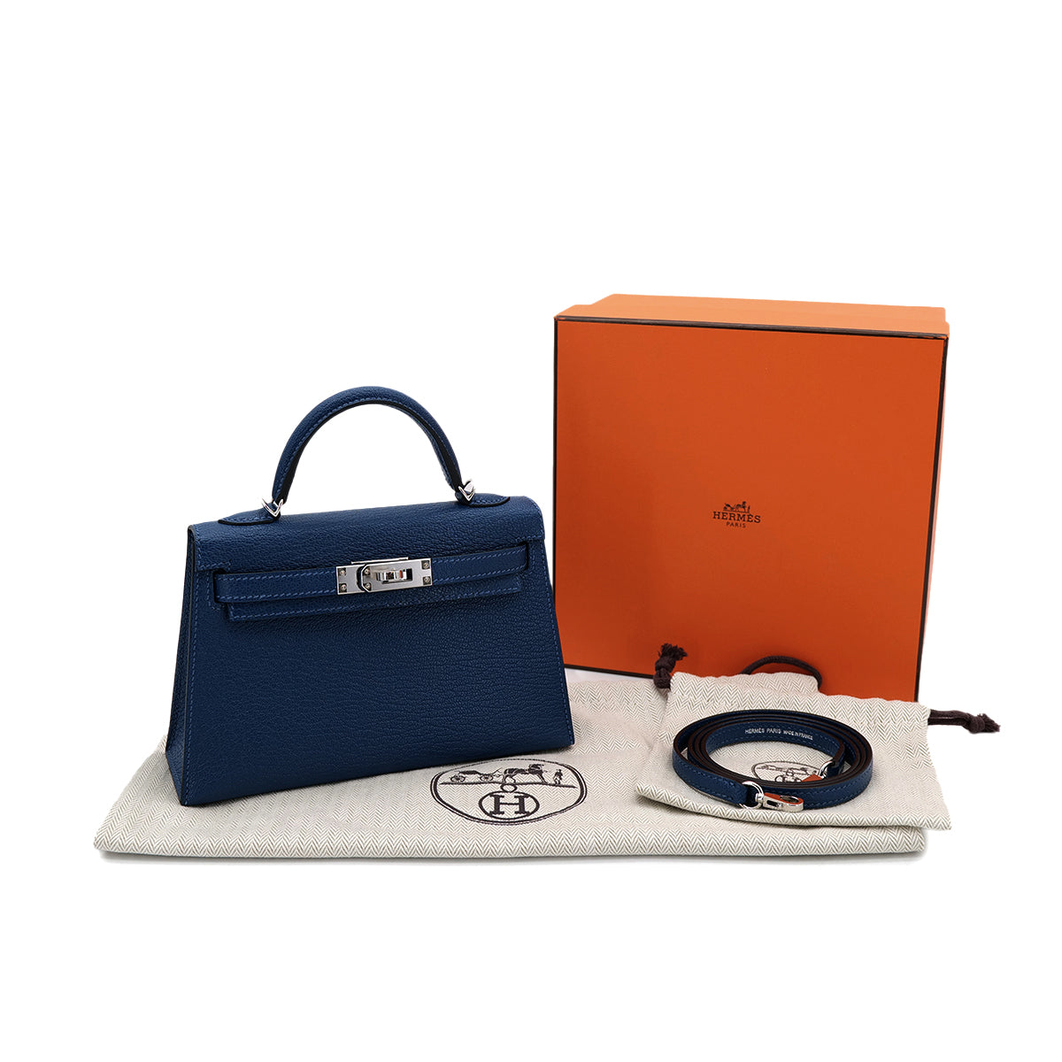 HERMES MINI KELLY 2 VERSO DEEP BLUE ORIGANO CHEVRE MYSORE HAND SHOULDER BAG U SHW 90302851