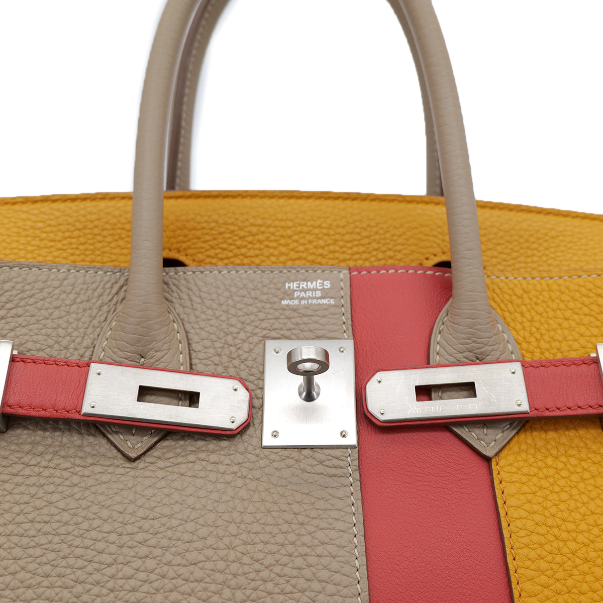 HERMES BIRKIN CASAQUE 30 GRIS TOURTERELLE MOUTARDE SANGUINE TAURILLON CLEMENCE VEAU SWIFT HAND BAG □P SHW 90302888