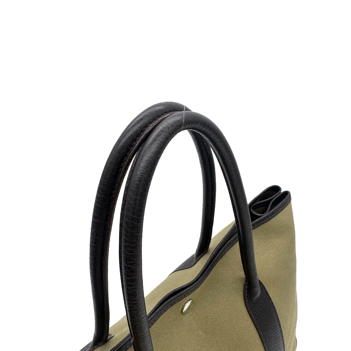 HERMES GARDEN PARTY PM KAHKI TOILE OFFICIER VEAU NEGONDA TOTE BAG □F 90303015