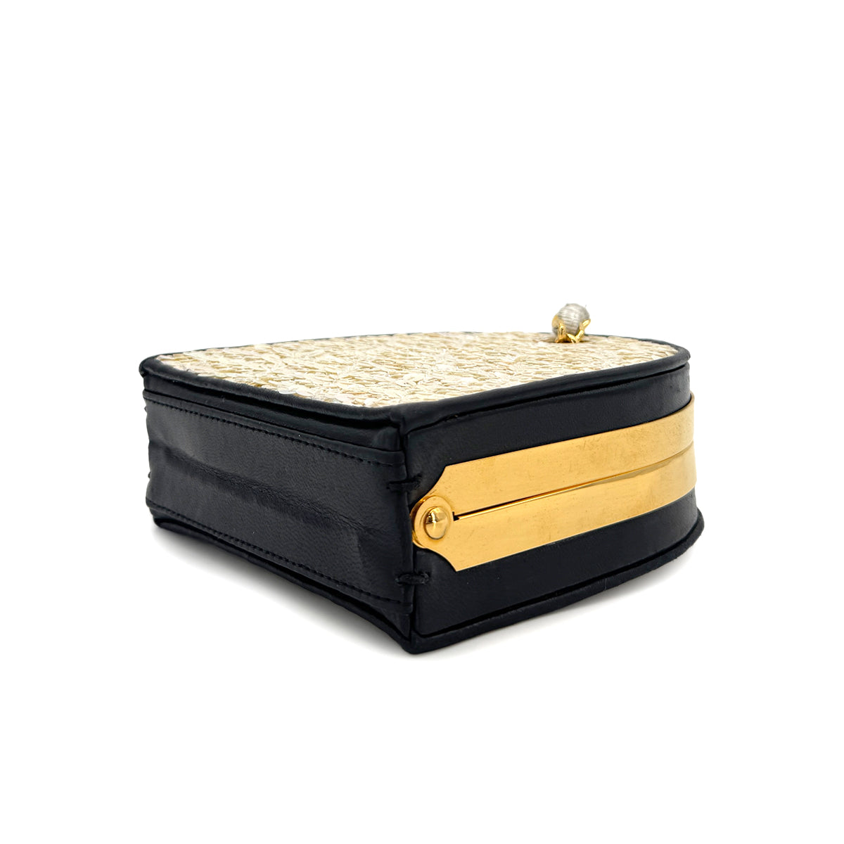 CHANEL VINTAGE COCOMARK KISS LOCK CHAIN SHOULDER BAG WHITE SEQUINS 90303023