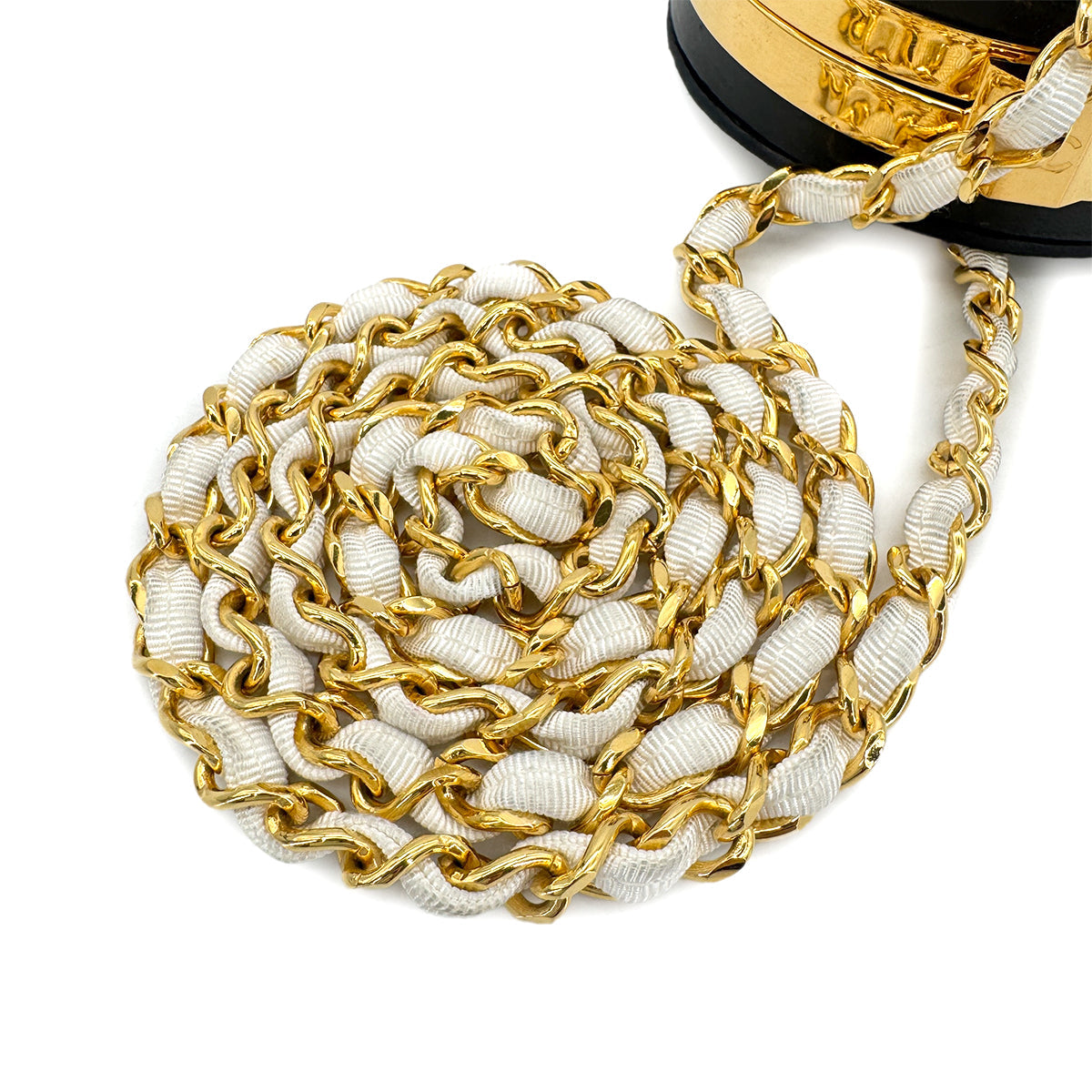 CHANEL VINTAGE COCOMARK KISS LOCK CHAIN SHOULDER BAG WHITE SEQUINS 90303023