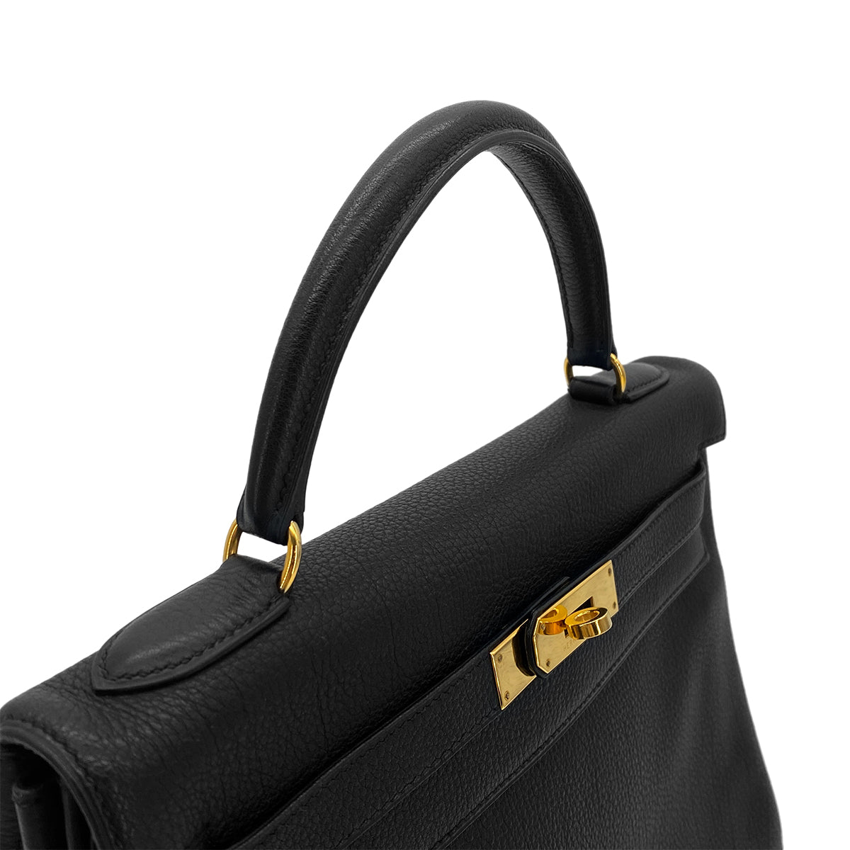 HERMES KELLY 32 RETOURNE BLACK TOGO HAND SHOULDER BAG □C GHW 90303072 - PURPOSE