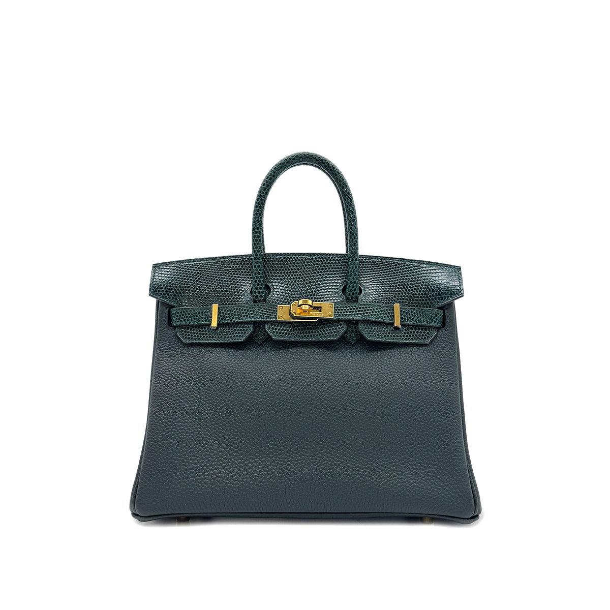 HERMES BIRKIN 25 TOUCH VERT CYPRESS VERT FONCE LIZARD TOGO HAND BAG W GHW 90303310