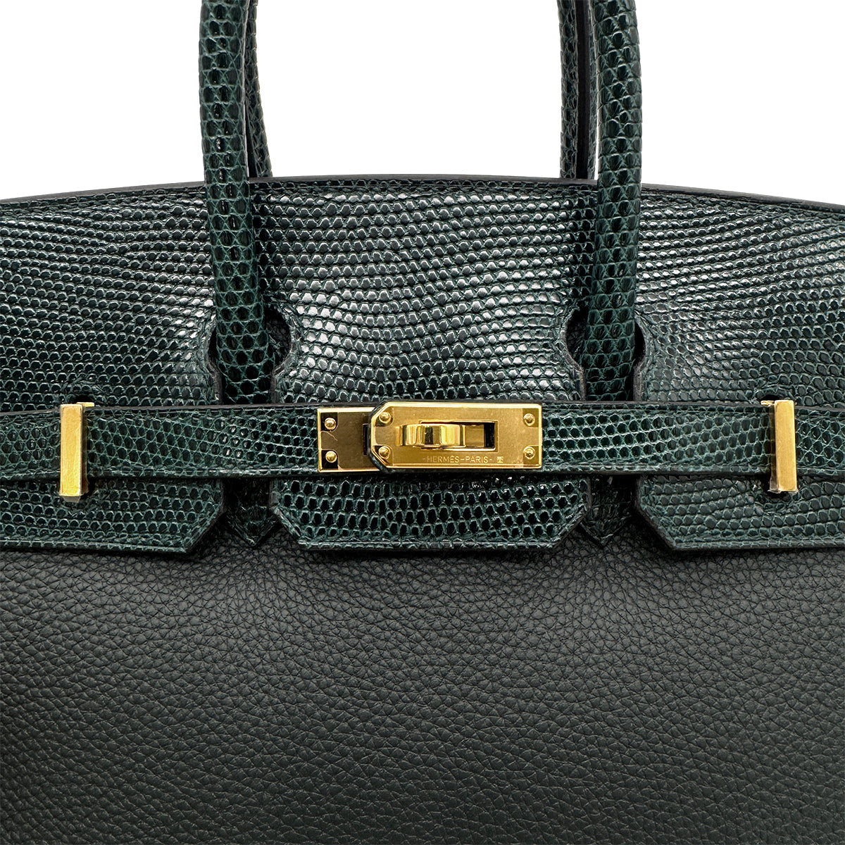 HERMES BIRKIN 25 TOUCH VERT CYPRESS VERT FONCE LIZARD TOGO HAND BAG W GHW 90303310