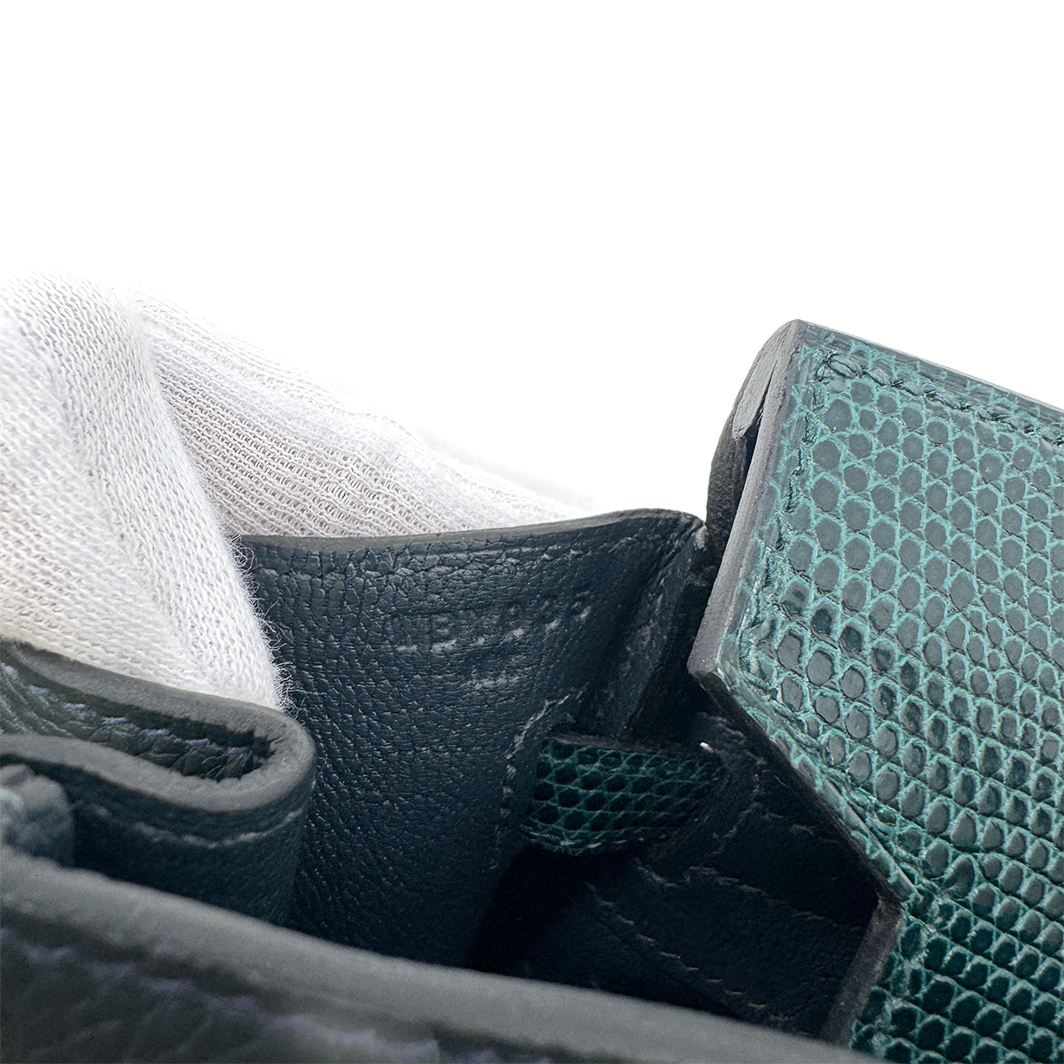 HERMES BIRKIN 25 TOUCH VERT CYPRESS VERT FONCE LIZARD TOGO HAND BAG W GHW 90303310