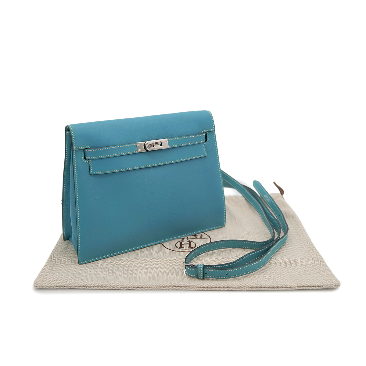 HERMES KELLY DANCE BLUE JEAN VEAU SWIFT SHOULDER BAG □K SHW 90303483