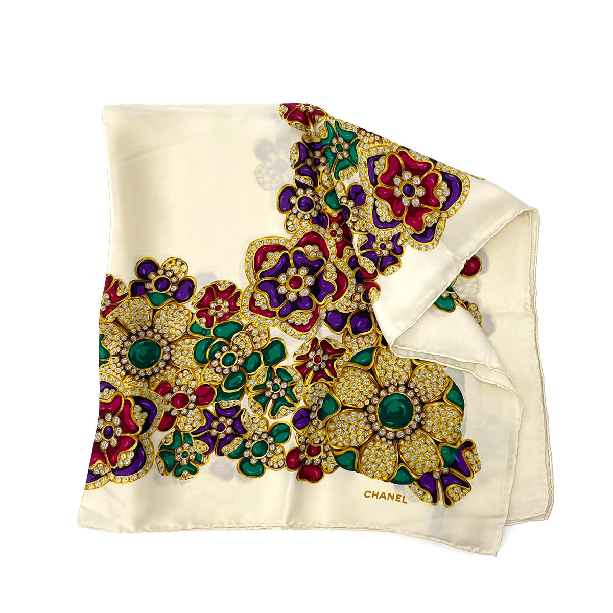 CHANEL VINTAGE SCARF MULTICOLOR SILK 90303496