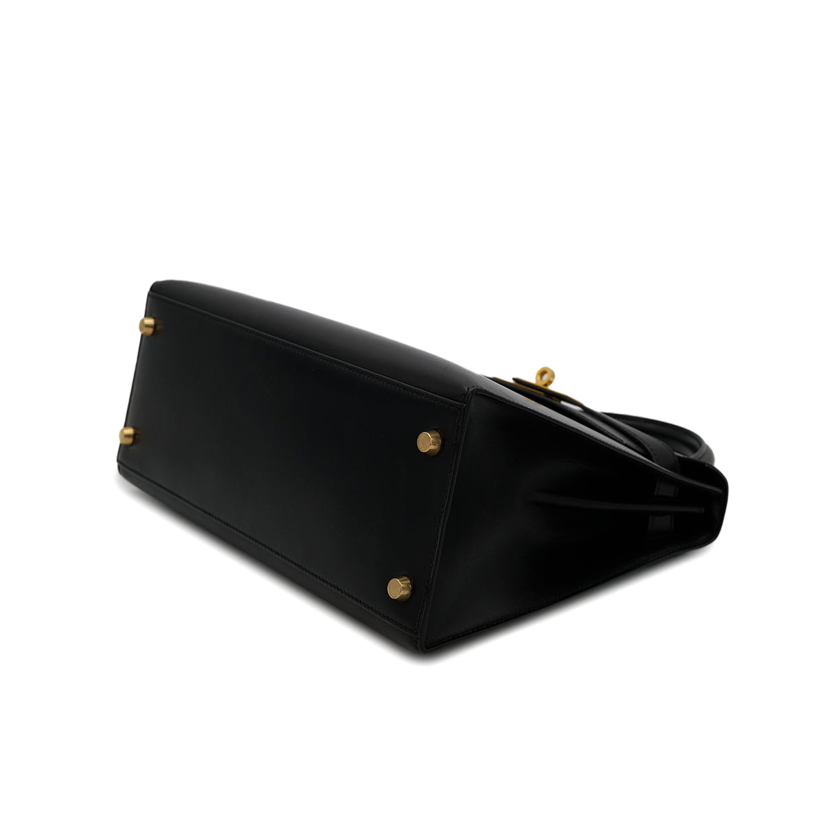 HERMES KELLY 28 SELLIER BLACK BOXCALF HAND SHOULDER BAG 〇X GHW 90304099