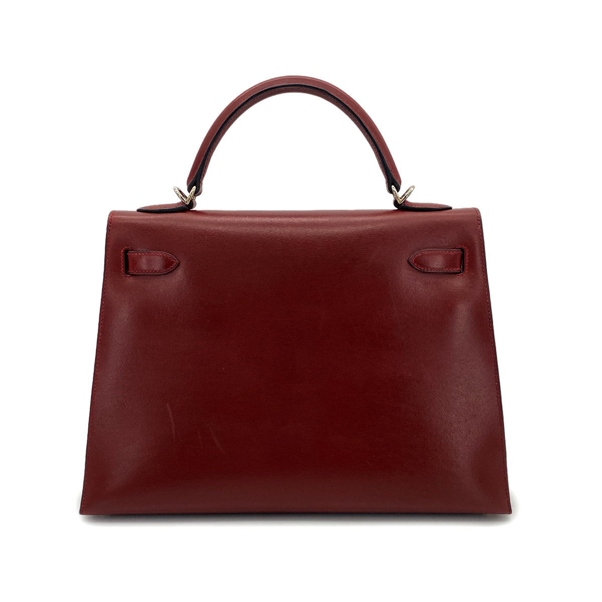 HERMES KELLY 32 SELLIER ROUGE H BOX CALF HAND BAG □F PHW 90304177