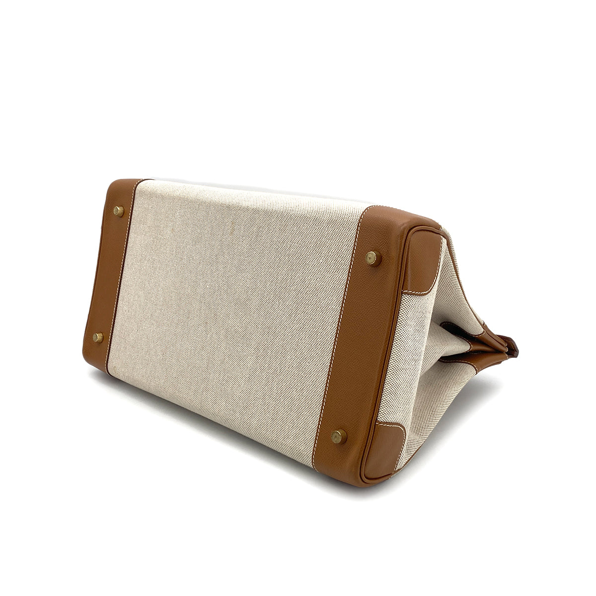 HERMES BIRKIN 40 GOLD COUCHEVEL TOILE H HAND BAG □B GHW 90304187