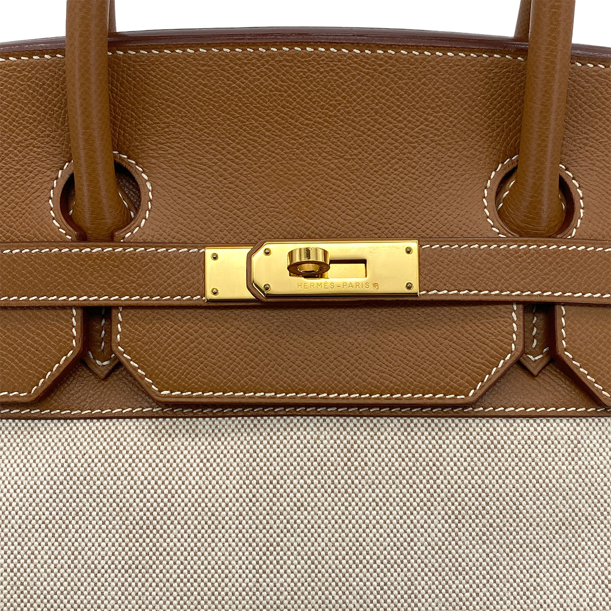 HERMES BIRKIN 40 GOLD COUCHEVEL TOILE H HAND BAG □B GHW 90304187